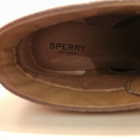 Sperry Top Sider Stella Prow Taupe Beige Leather Suede Wedge Bootie Sz 9M - Picture 5 of 8